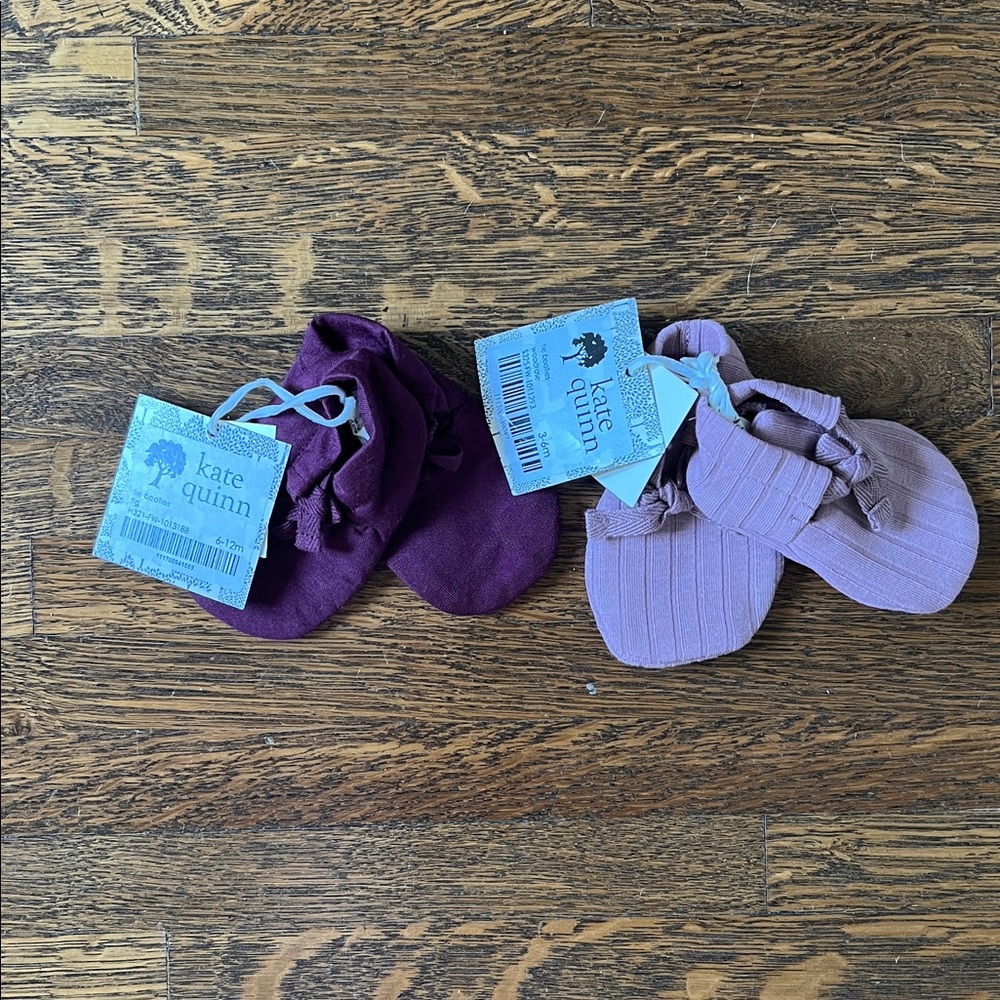 Kate Quinn Baby Booties in Plum and Mauve